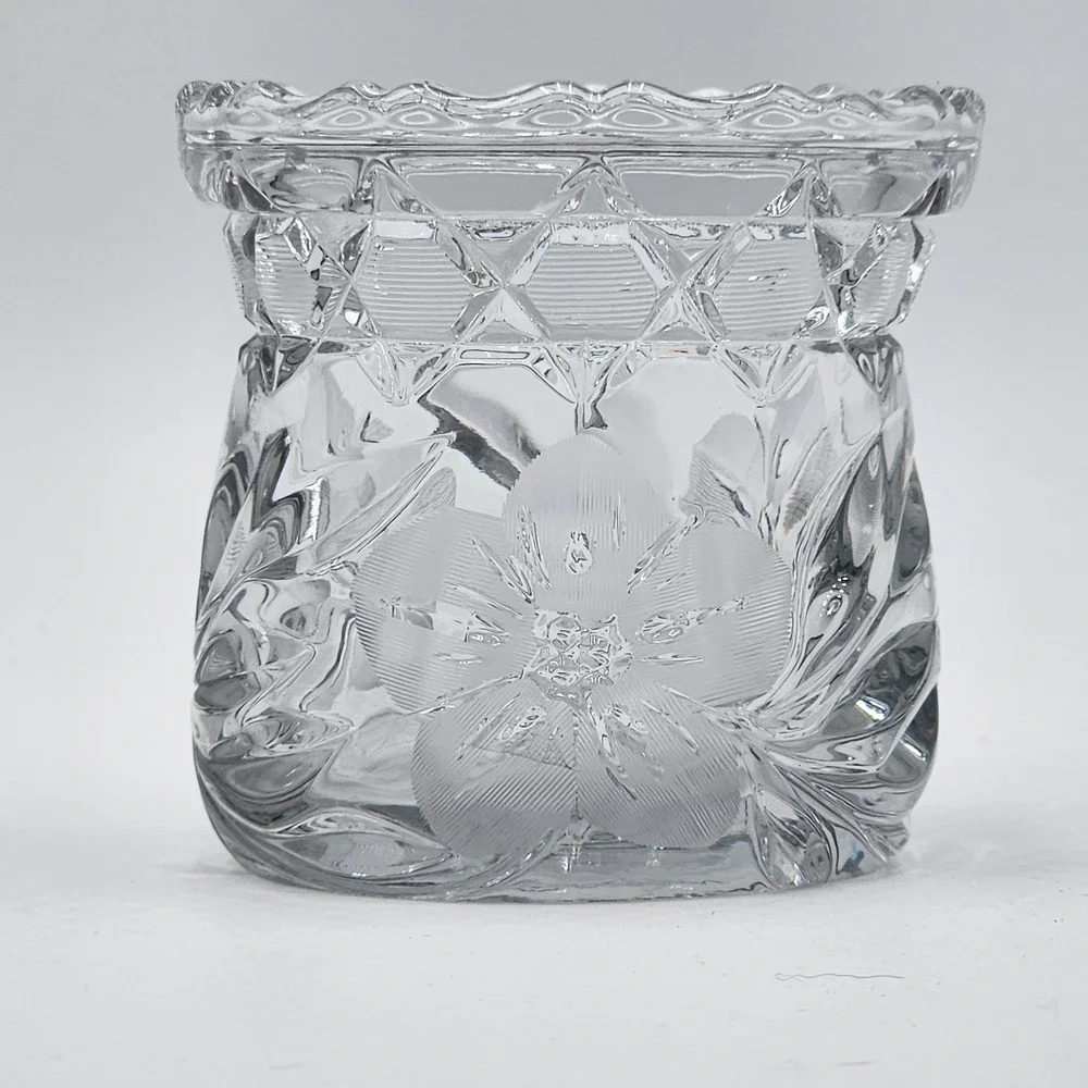 McKee Clematis Sugar Bowl Innovation Cut Clear Pressed Glass EAPG Antique 1910s